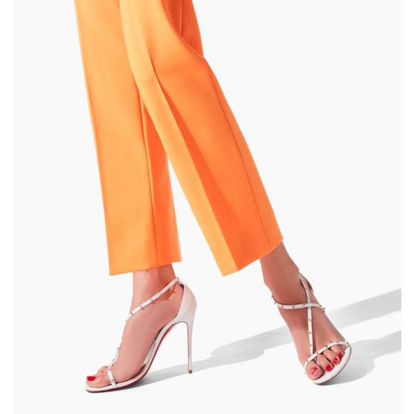 Christian Louboutin Riojana Spikes 100 White Ankle Strappy Sandal Heel Pump 40.5 - Picture 3 of 12
